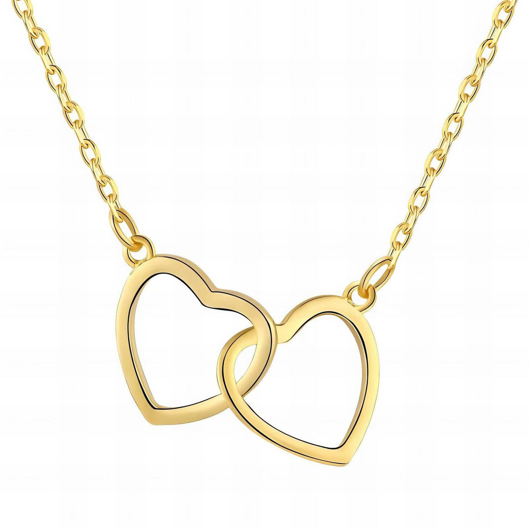 Bound by Love: 18K Gold Double Hearts Necklace