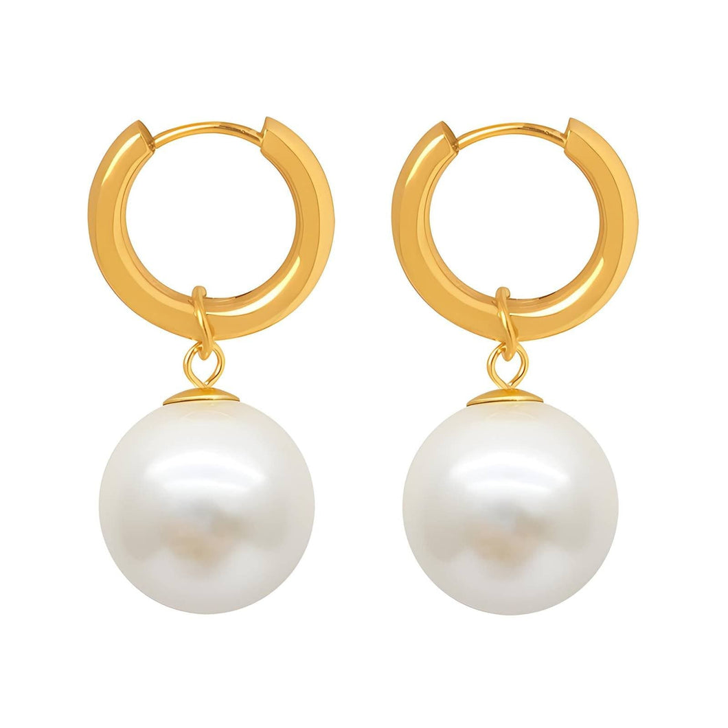 8K Gold-Plated 'Imitation Pearl' Earrings: Classic Elegance
