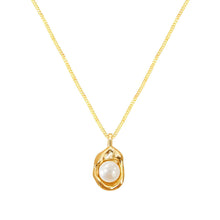 Golden Elegance: Necklace with Inlaid imitation Pearl