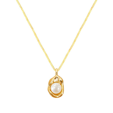 Golden Elegance: Necklace with Inlaid imitation Pearl