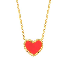 Love Ablaze: 18K Gold Necklace with Striking Red Heart