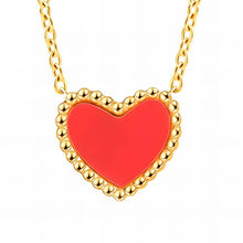 Love Ablaze: 18K Gold Necklace with Striking Red Heart