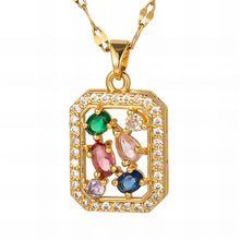 Radiant 18K Gold-Plated Multi-Color Square Necklace – Where Style Meets Sophistication