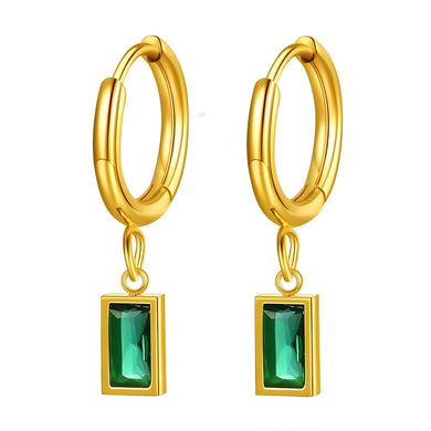 18K Gold-Plated 'Emerald Green' Earrings: Vibrant Elegance