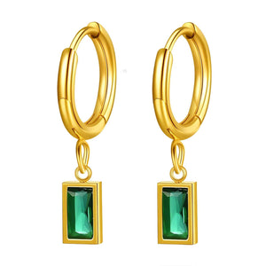 18K Gold-Plated 'Emerald Green' Earrings: Vibrant Elegance