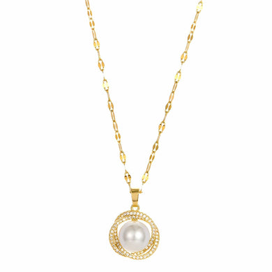 Endless Elegance: Gold-Plated Ring & imitation Pearl Necklace