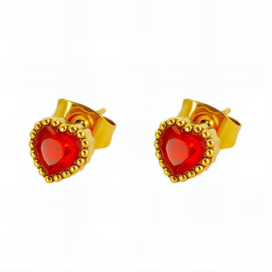 Romantic Red Heart Earrings in 18K Gold Plated Stainless Steel