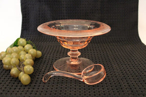 Pink Depression Glass Mayo Set, Optic Pattern, Rose Etch Rim with Matching Ladle
