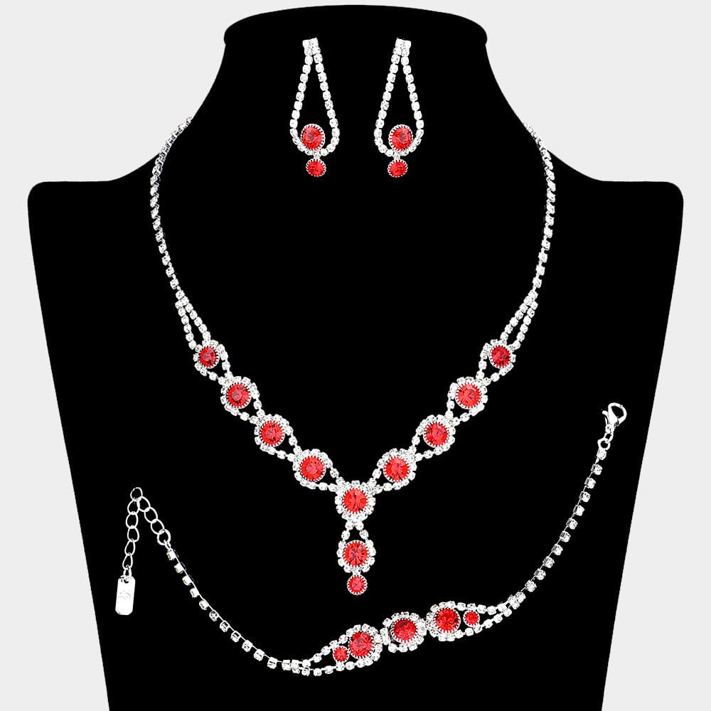 Radiant Red Rhinestone Bubble Jewelry Set