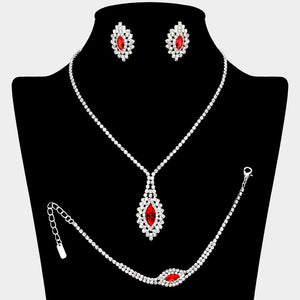 Crimson Elegance Marquise Stone Jewelry Set