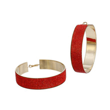 Red Stone Gold Wide Hoops Earrings for Women