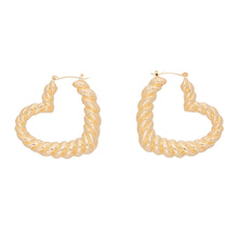 Twisted Gold Metal Heart Hoops Earrings for Women