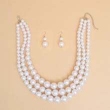 Pearl Necklace White 3 Strand Set for Women