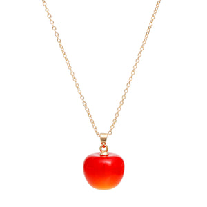 Pendant Cherry Drop Orange Red Gold Chain Necklace