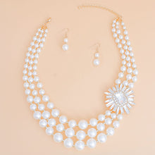 Pearl Necklace Cream Vintage Stone Set for Women