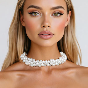Endless 8mm White Glass Pearl Necklace for Women