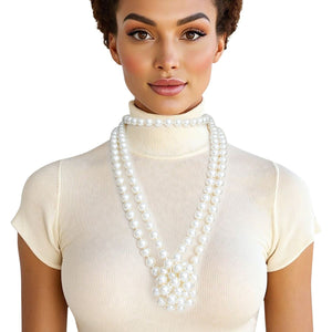 Endless 12mm Cream Glass Pearl Necklace for Women