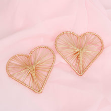 Stud Gold Wire Wrapped Angled Heart Earrings