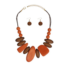 Collar Chunky Geo Brown Wood Earthy Necklace