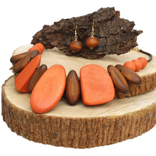 Collar Chunky Geo Brown Wood Earthy Necklace