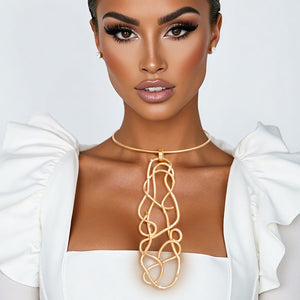 Pendant Gold Architectural Wirework Necklace