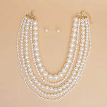 Pearl Cream 5 Strand Chunky Layered Necklace