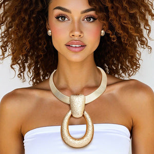 Pendant Gold Door Knocker Omega Chain Necklace