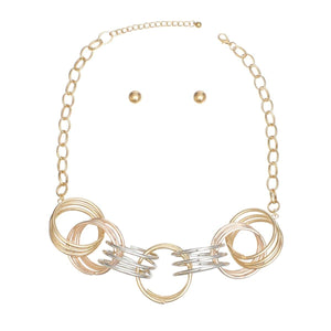 Collar Mixed Metal Chunky Coiled Wire Rings Set
