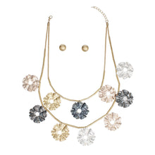 Statement Mixed Metal Wavy Disc Tube Necklace