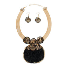 Pendant Black Druzy Stone Wire Tribal Necklace