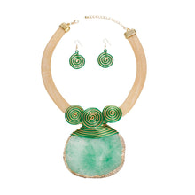 Pendant Green Druzy Stone Wire Tribal Necklace