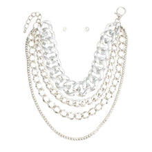 Chain High Impact Silver 4 Layer Necklace Set