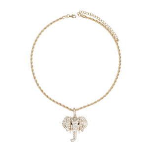 Pendant Gold Glam Pave Elephant Chain Necklace