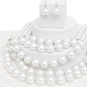Pearl Bib Layered White Delicately Draped Necklace