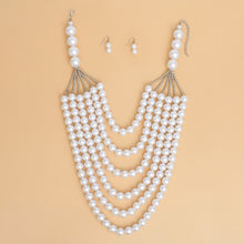 Pearl Long Layer 6 Strand White Chunky Necklace