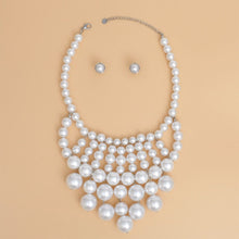Pearl Bib White Ornate Chunky Drop Necklace Women