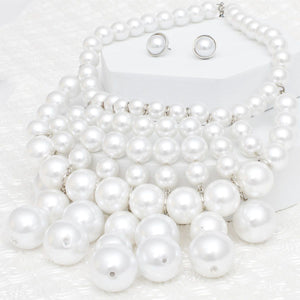 Pearl Bib White Ornate Chunky Drop Necklace Women