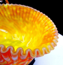 1885 Stevens & Williams Stunning Spiral Ribbed Cased Art Glass Spatter Thorn 7" Basket
