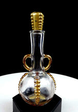 1940's LUCIAN LELONG JABOT Clear Glass Gold 6 3/4" Perfume Bottle - Orig Sticker
