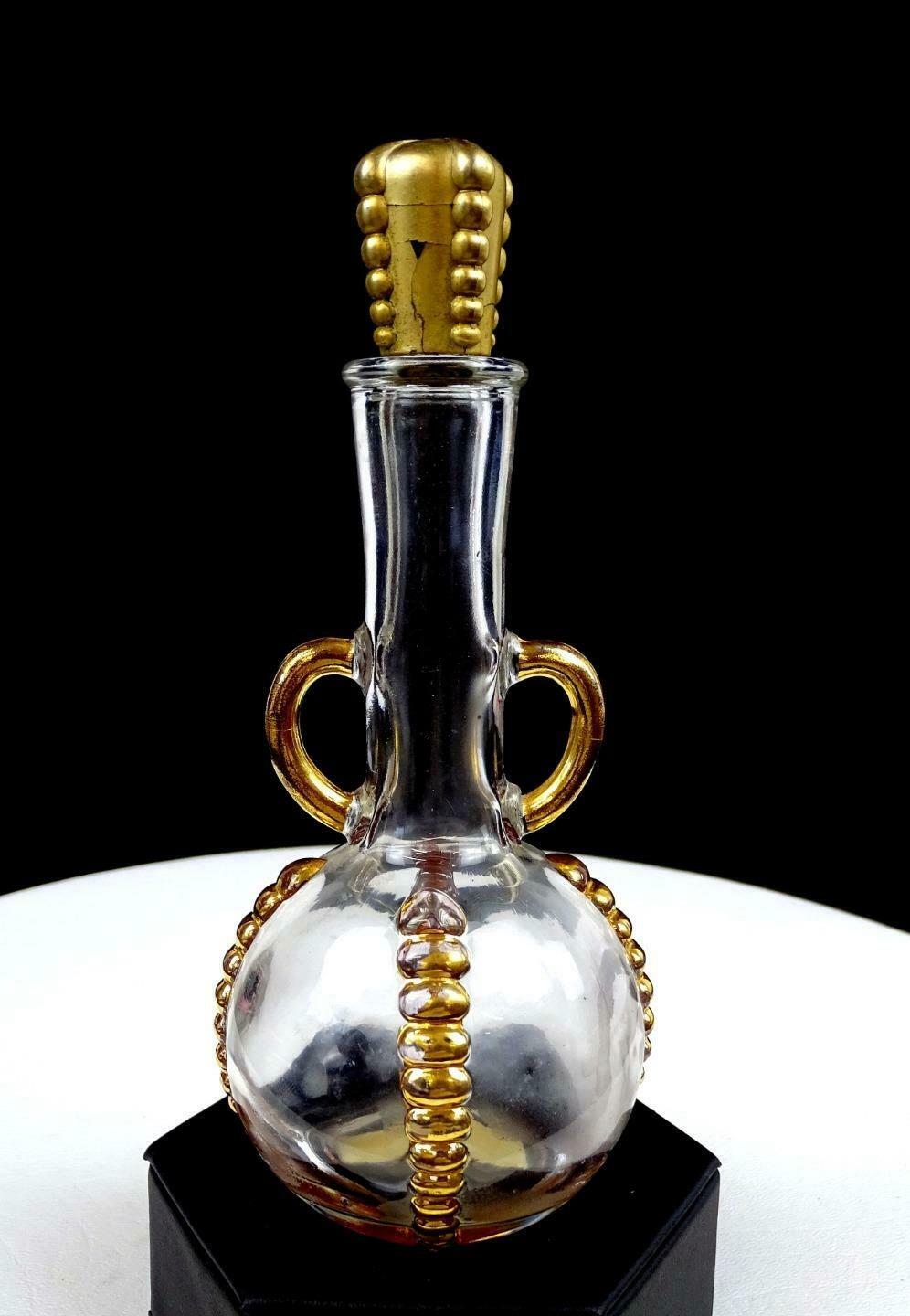 1940's LUCIAN LELONG JABOT Clear Glass Gold 6 3/4