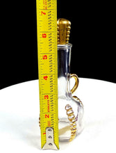 1940's LUCIAN LELONG Perfume Bottle JABOT Clear Glass Gold 6 3/4" - Orig Sticker
