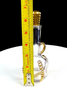 1940's LUCIAN LELONG Perfume Bottle JABOT Clear Glass Gold 6 3/4" - Orig Sticker
