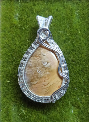 Beautiful Handmade Jasper Pendant Wrapped in Silver - PENDANT ONLY - Breathtaking