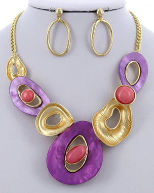 Metal Resin Necklace & Earring Set - LAST ONE