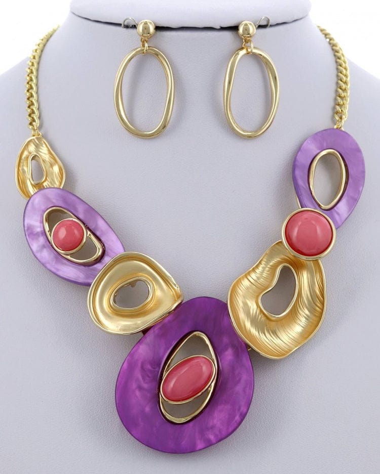 Metal Resin Necklace & Earring Set - LAST ONE