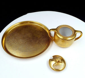 6 3/4" 4 Piece STOUFFER Studio Encrusted Gold Condiment Set
