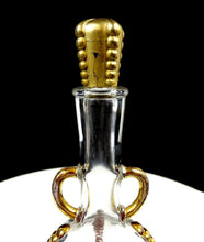 6 3/4" LUCIAN LELONG JABOT Clear Glass Gold Perfume Bottle - 1940's Orig Sticker
