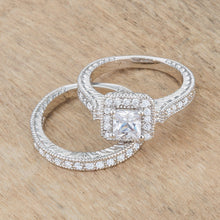 Art Deco Princess Cut 3.9 Ct CZ Stone Bridal Set - Size 7