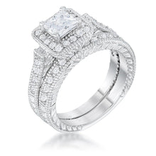 Art Deco Princess Cut 3.9 Ct CZ Stone Bridal Set