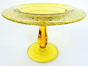 Beautiful Regina Amber Harvesters Lattice Etched Compote